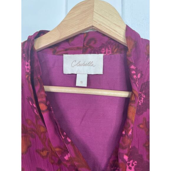 NEW Cleobella Long Sleeve Chiffon Olivia Blouse Botanical Floral Red Size: Small - Picture 4 of 7